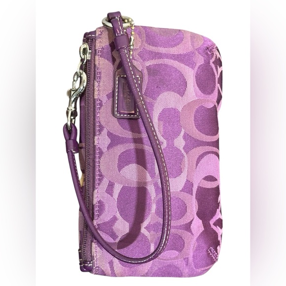 Coach Optic Signature Large Flap Wristlet SV/Iris - Picture 8 of 12